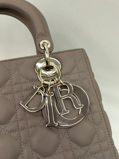 *NBU* Lady Dior Medium Lamb Taupe Enamel Charm GHW