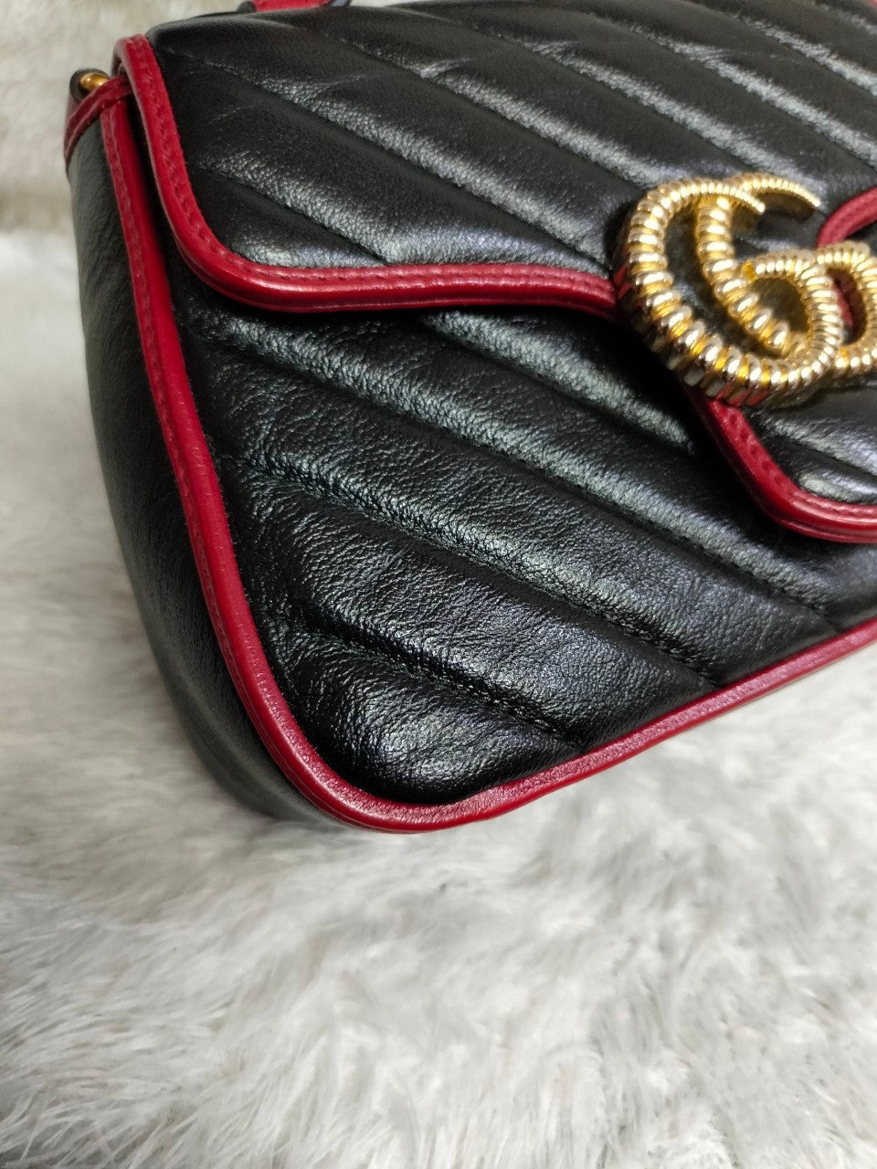 Gucci Top Handle Mini Marmont Black Red GHW 2019