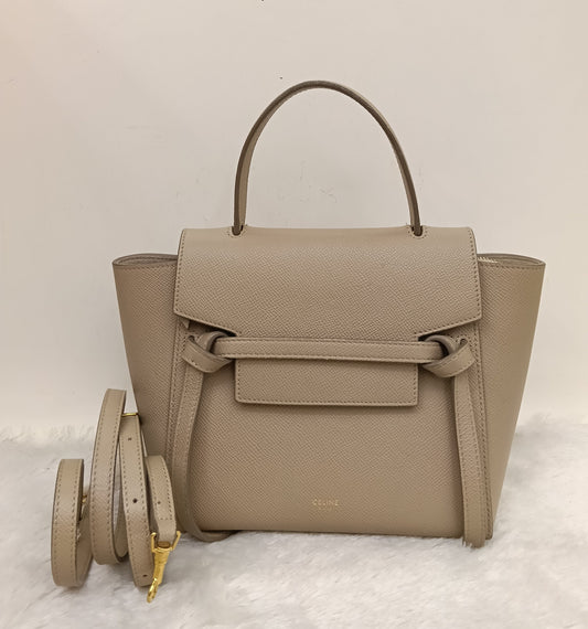 Celine Nano Belt Grained Light Taupe GHW 2018