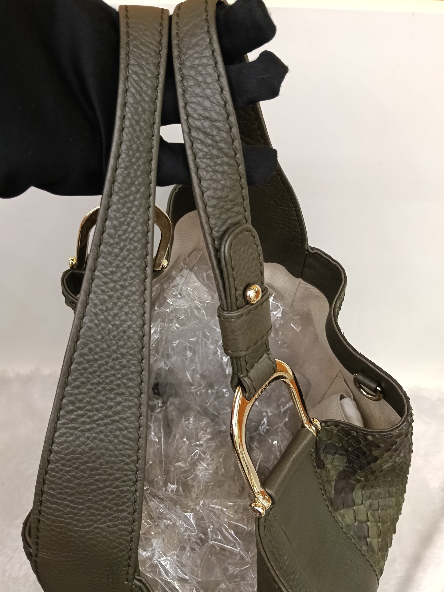 Gucci Tote Greenwich Medium Python Khaki GHW
