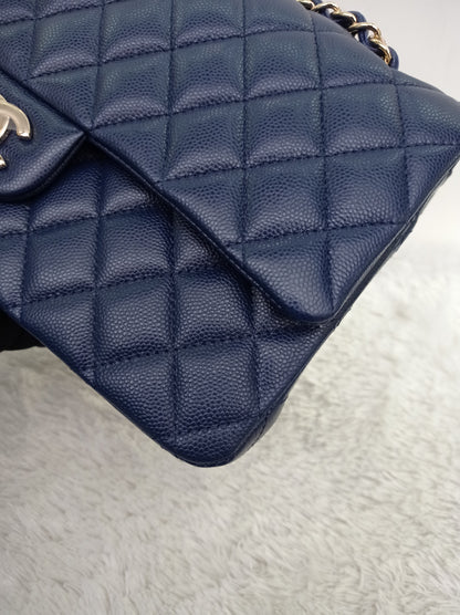 Chanel Medium Caviar Dark Blue GHW DF #24