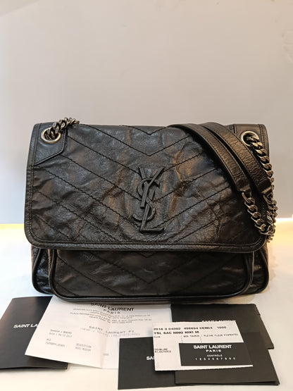 YsL Niki Medium Calfskin Black RHW 2019