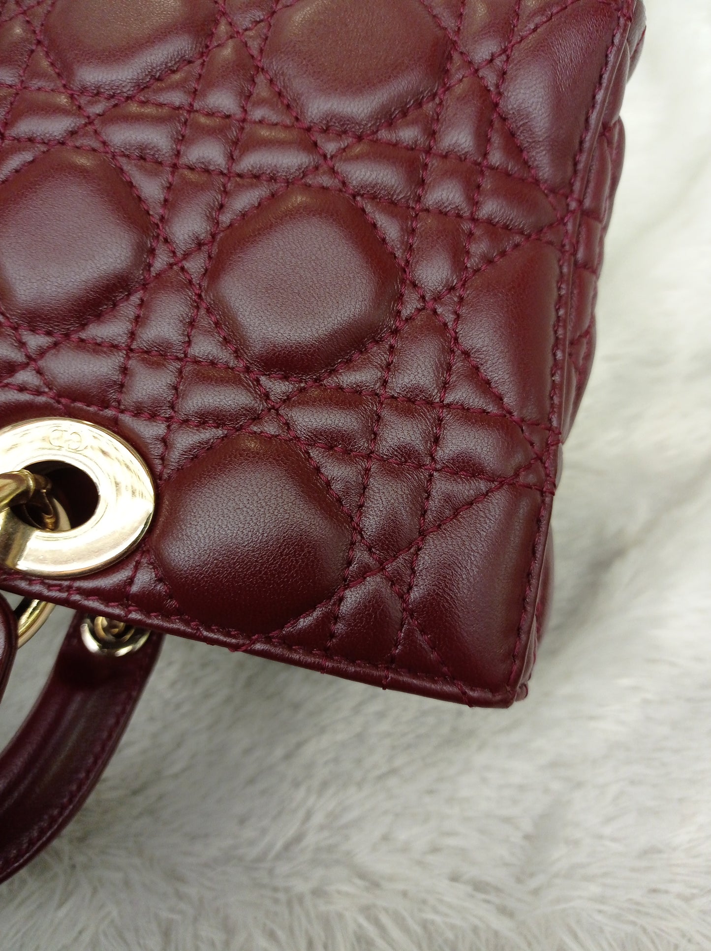 Dior Lady D'Joy Medium Lamb Burgundy GHW 2016