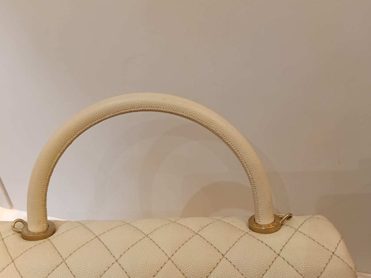 Chanel Coco Handle Medium Caviar Ivory GHW #24