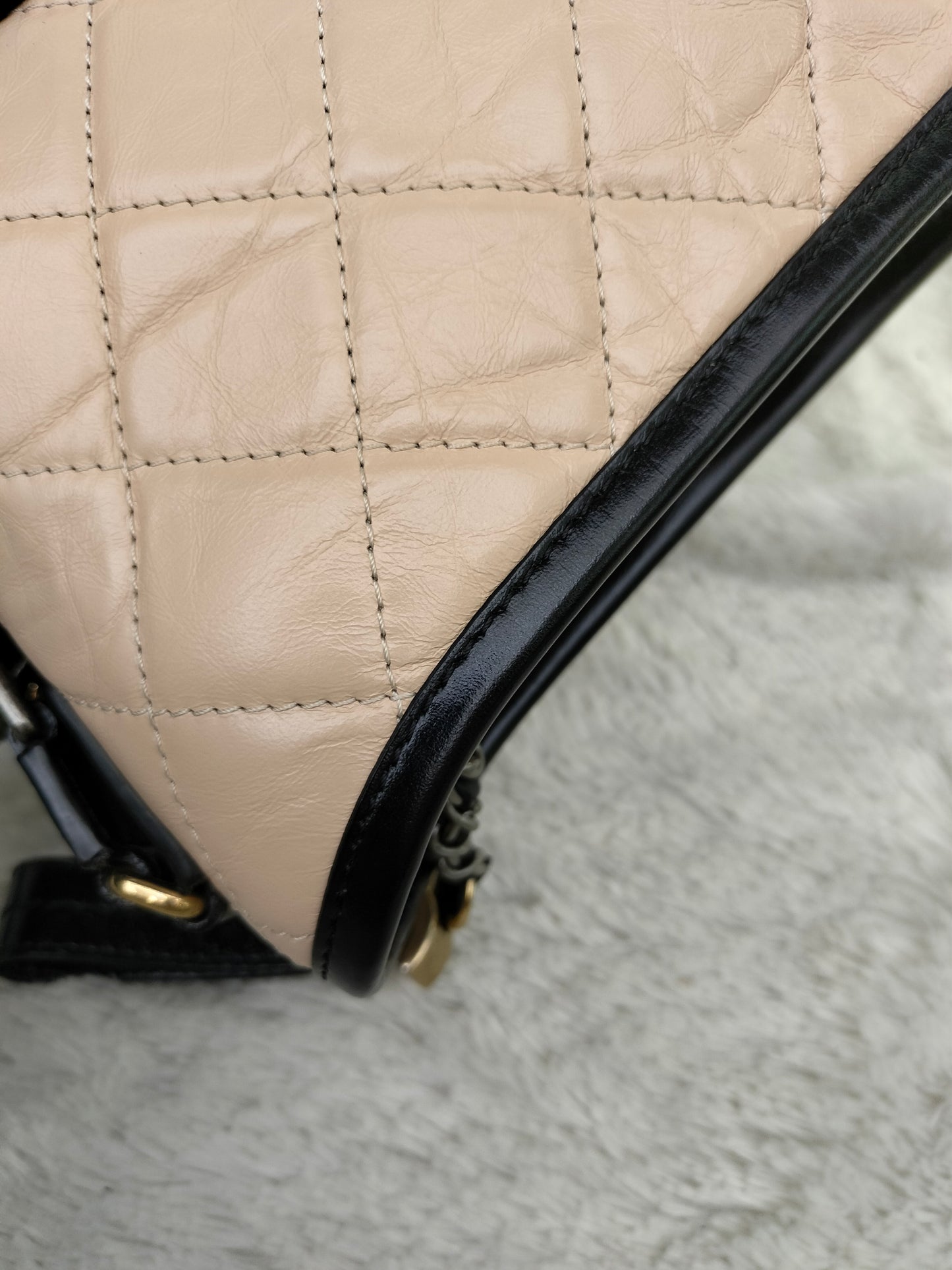 Chanel Gabrielle Small Calfskin Beige Black #26