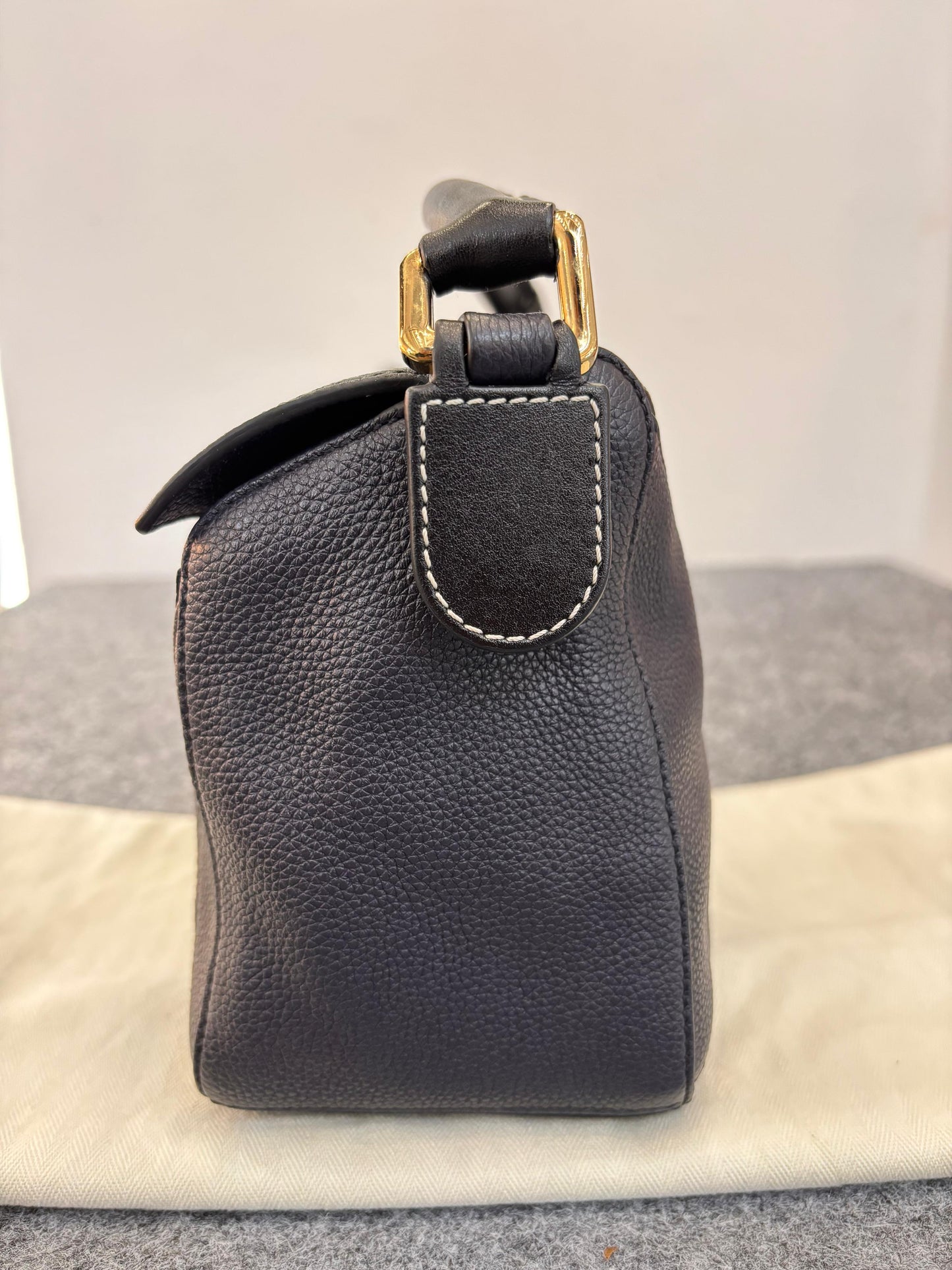 Loewe Puzzle Small Grained Navy Black GHW 2018