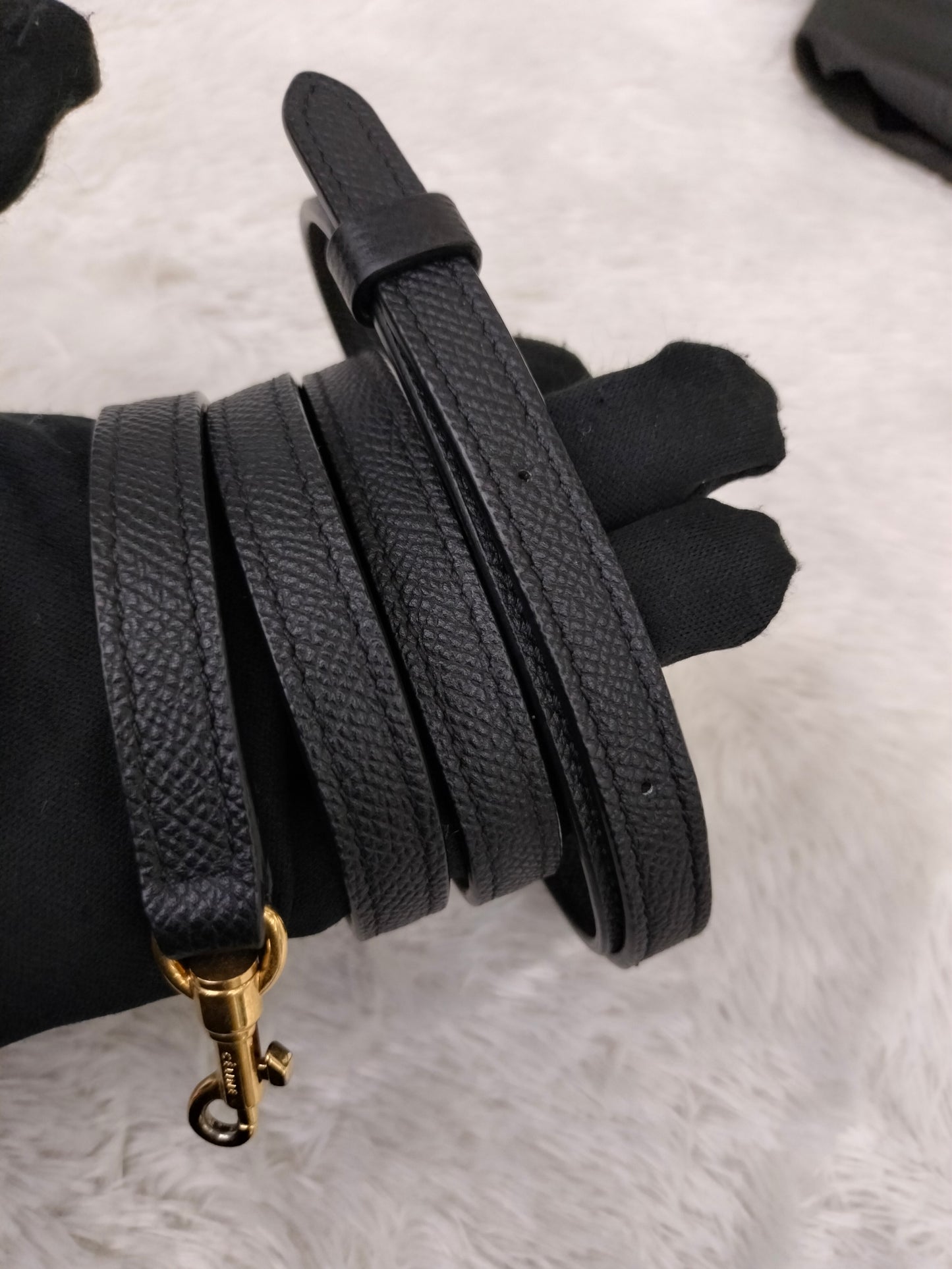 Celine Nano Belt Grained Black GHW 2018
