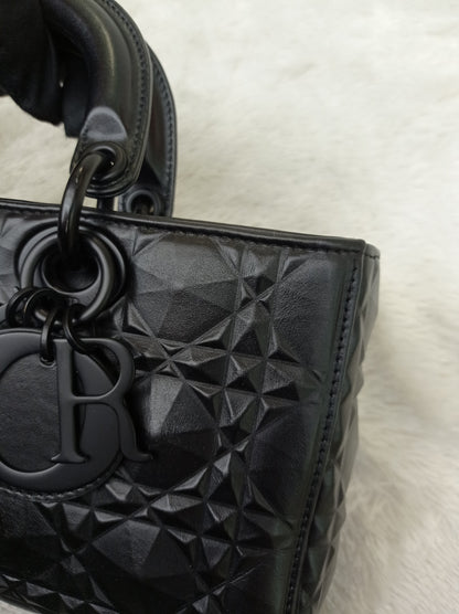 Dior Lady D'Joy Medium Cannage Diamond All Black 2022