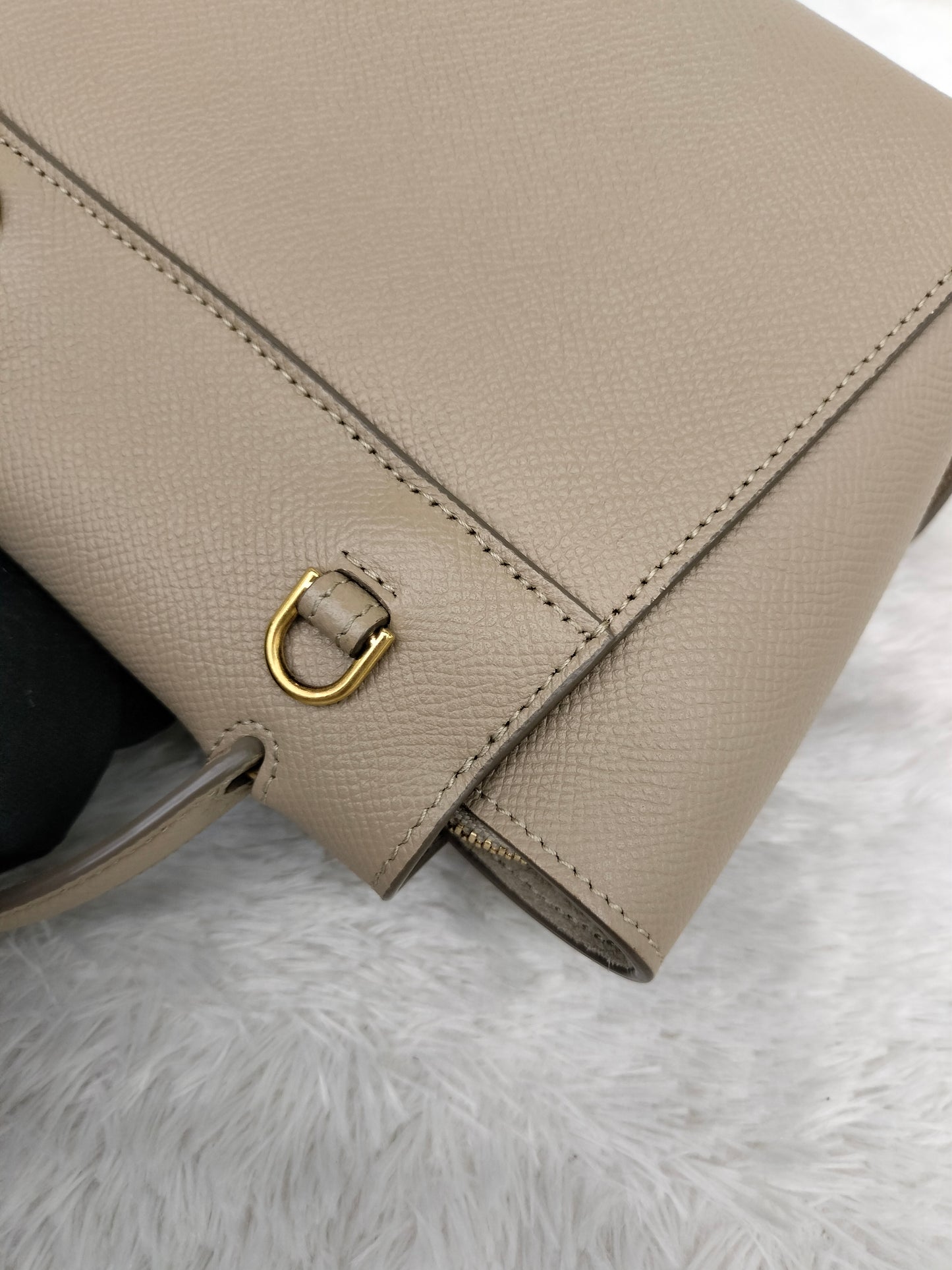 Celine Pico Belt Grained Taupe GHW 2021