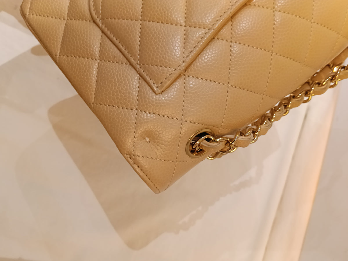 Chanel Small Caviar Beige GHW DF (CHIP)