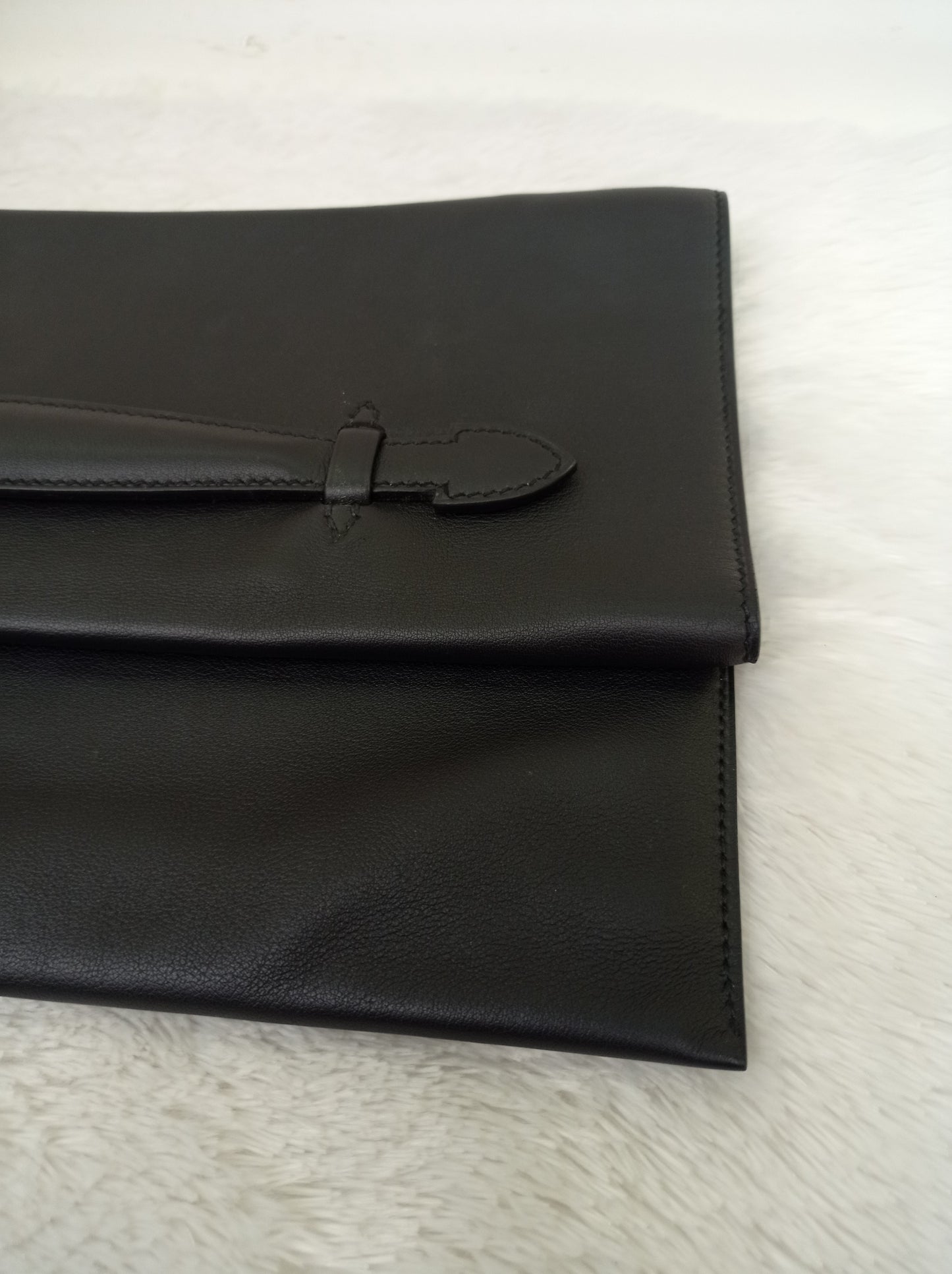 Hermes Plit Plat Clutch Evercolour Black #A