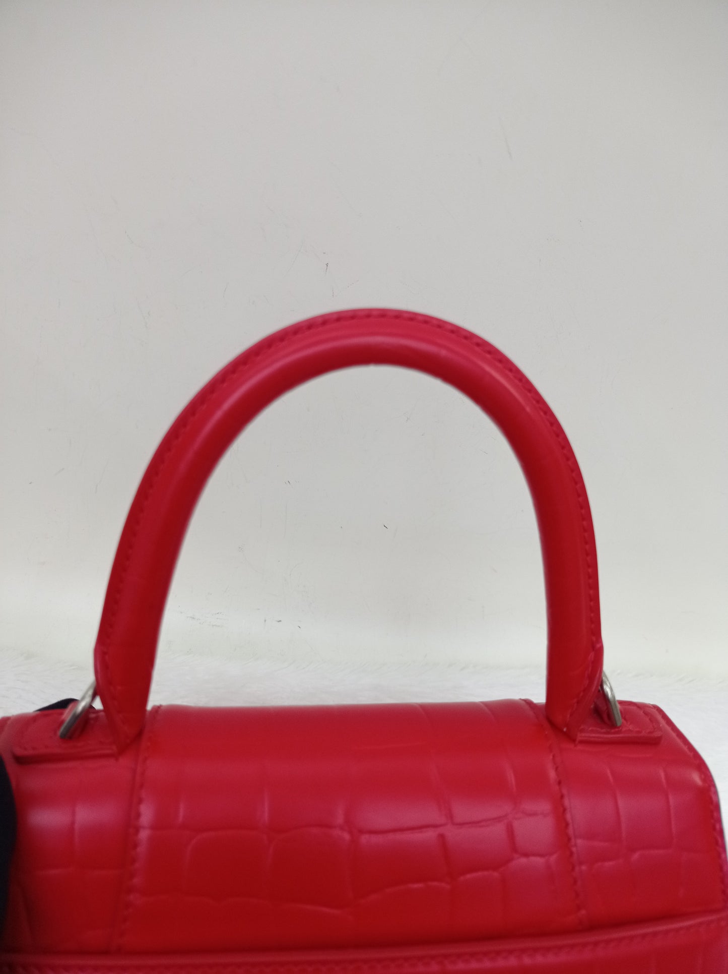 Balenciaga Hourglass Small Top Handle Croco Red SHW 2021