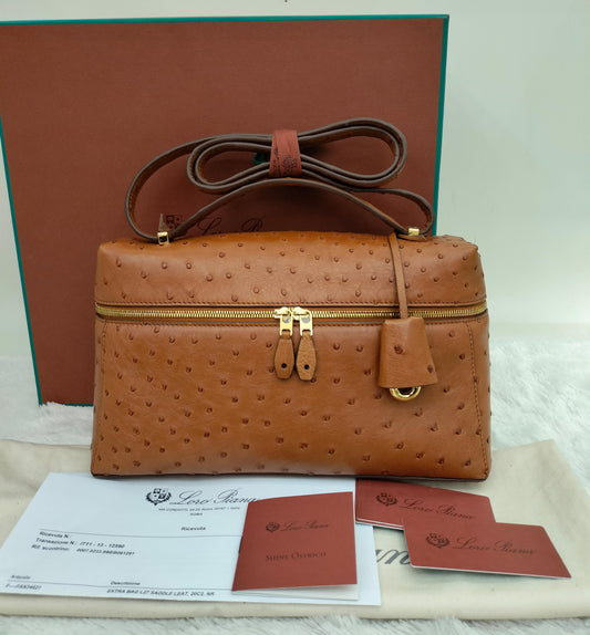 Loro Piana 27 Extra Bag Ostrich Cognac GHW 2024