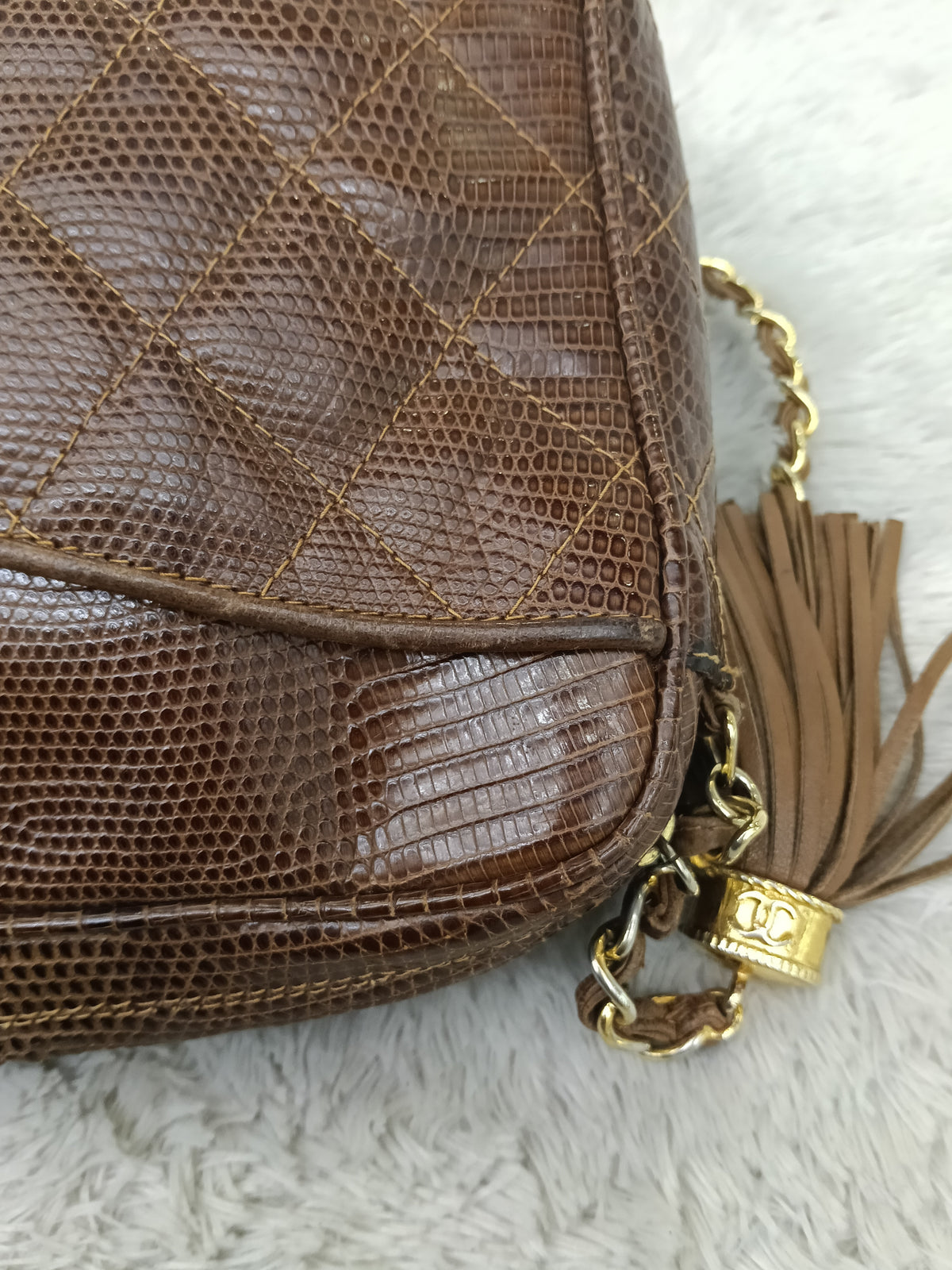 Chanel Camera Tassel Lizard Brown GHW #0