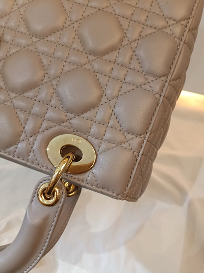 Lady Dior Small Lamb Taupe GHW 2016