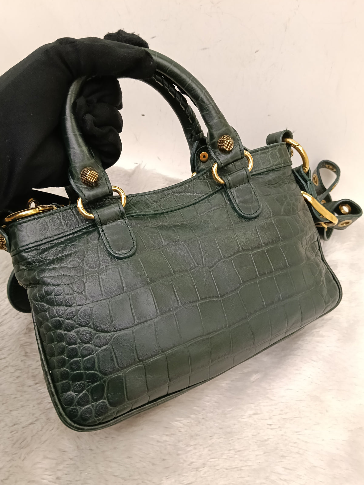 Balenciaga Neo Cagole Small Croco Green RGHW 2023