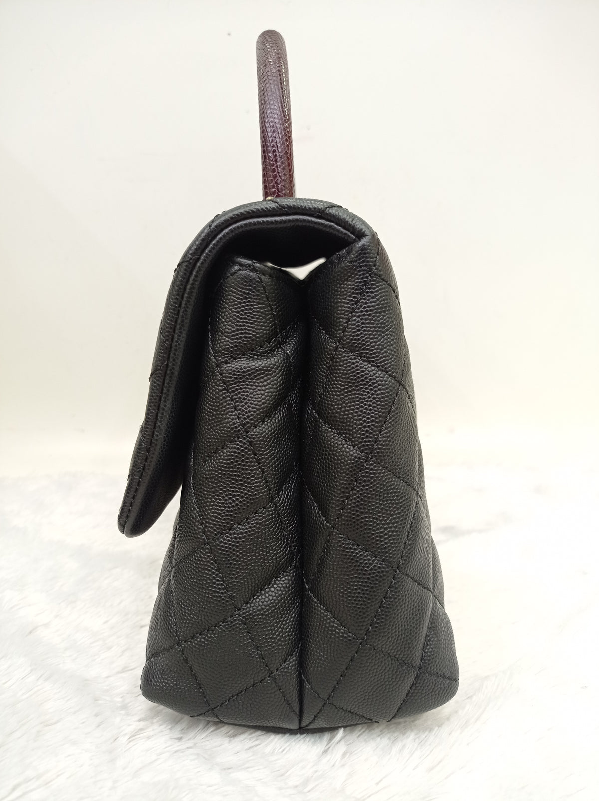 Chanel Coco Handle Medium Caviar Black Handle Lizard GHW #23