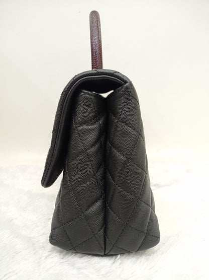 Chanel Coco Handle Medium Caviar Black Handle Lizard GHW #23