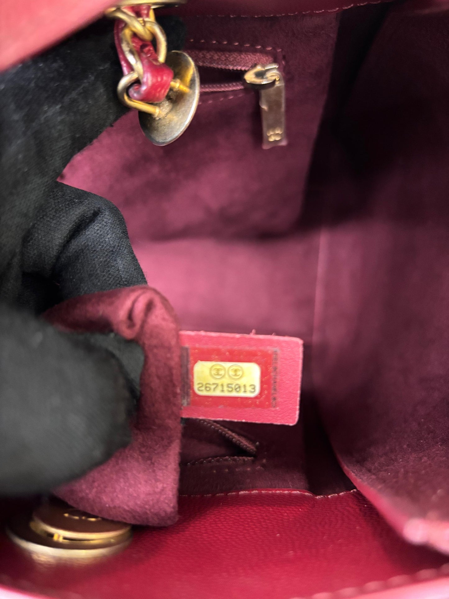 Chanel Deauville Small Caviar Studded Burgundy GHW #26