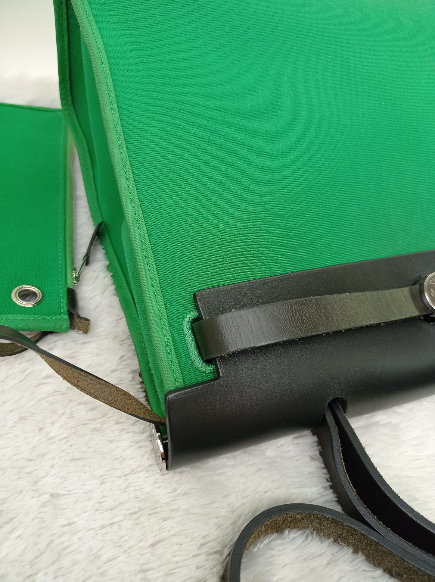 HB31 Zip Toile Vert Cactus Flap Black PHW #D