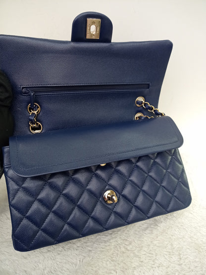 Chanel Medium Caviar Dark Blue GHW DF #24