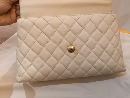 Chanel Coco Handle Medium Caviar Ivory GHW #24