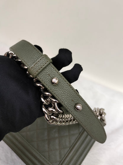 Chanel Boy 25 Caviar Green SHW #25