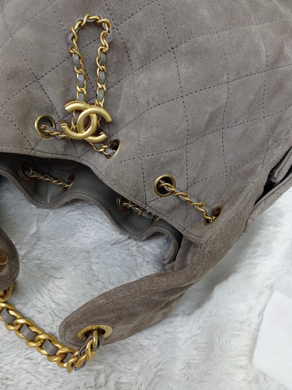 Chanel C25 Small Suede Grey GHW 2025 (CHIP)