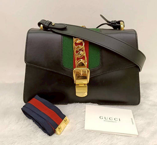 Gucci Sylvie Small Web Calfskin Black GHW