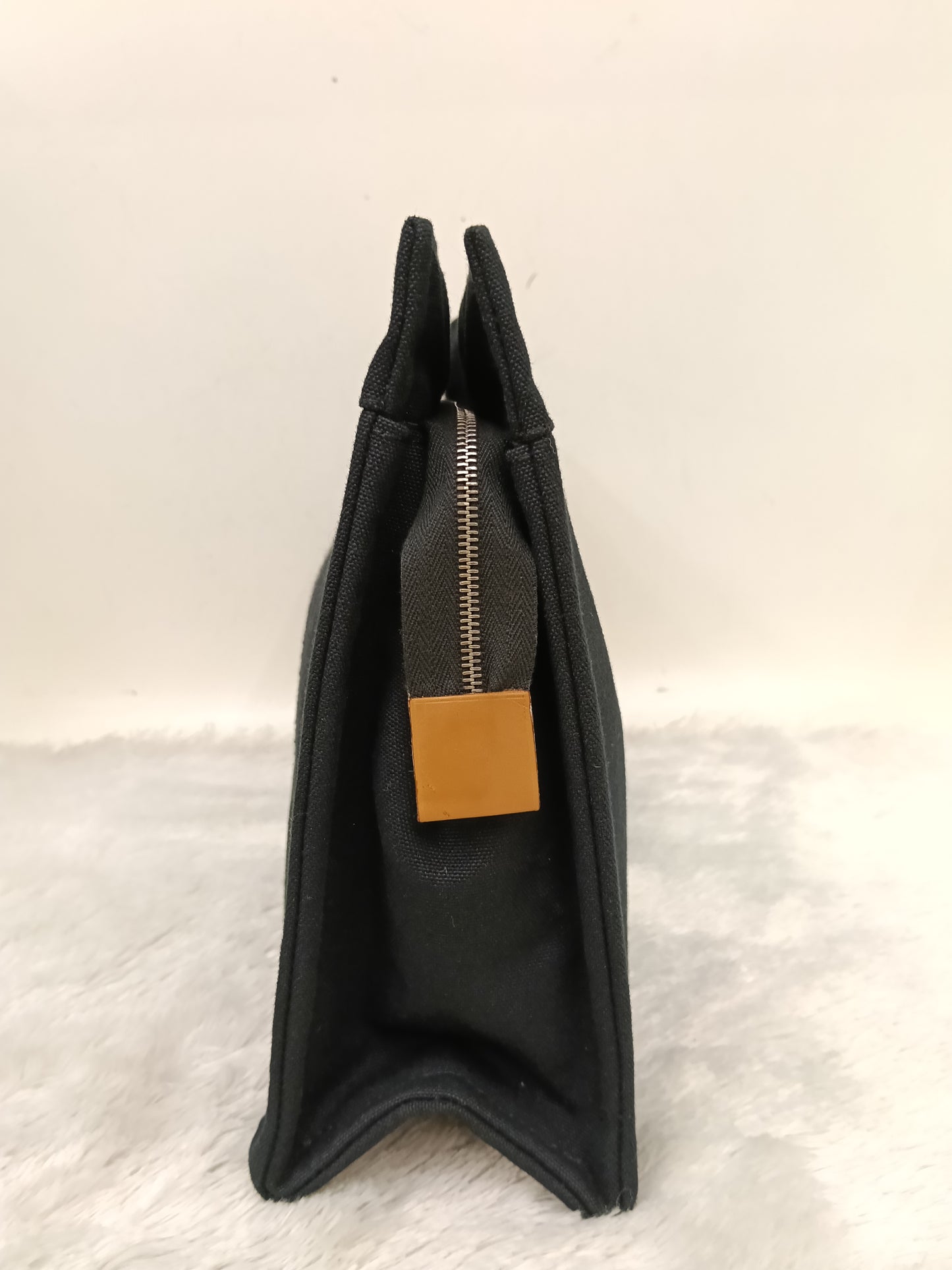 Hermes Fourre Tout Clutch Canvas Black Gray