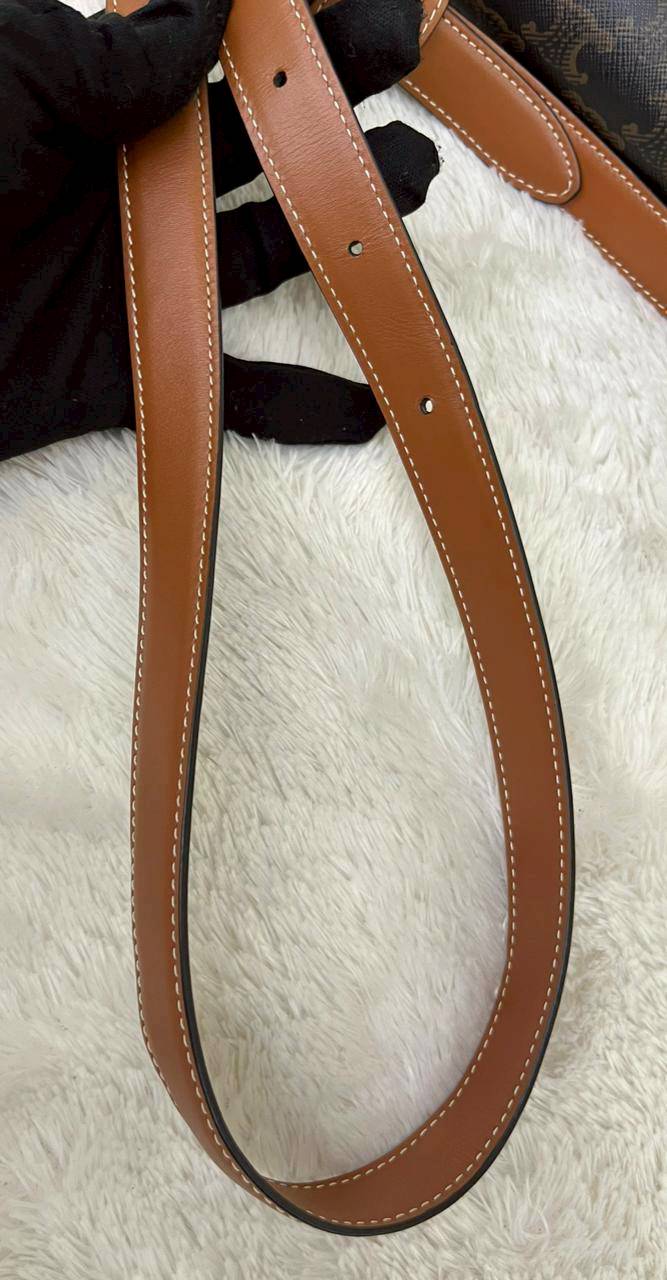 Celine Triomphe Teen Canvas Calfskin Tan Black GHW 2021