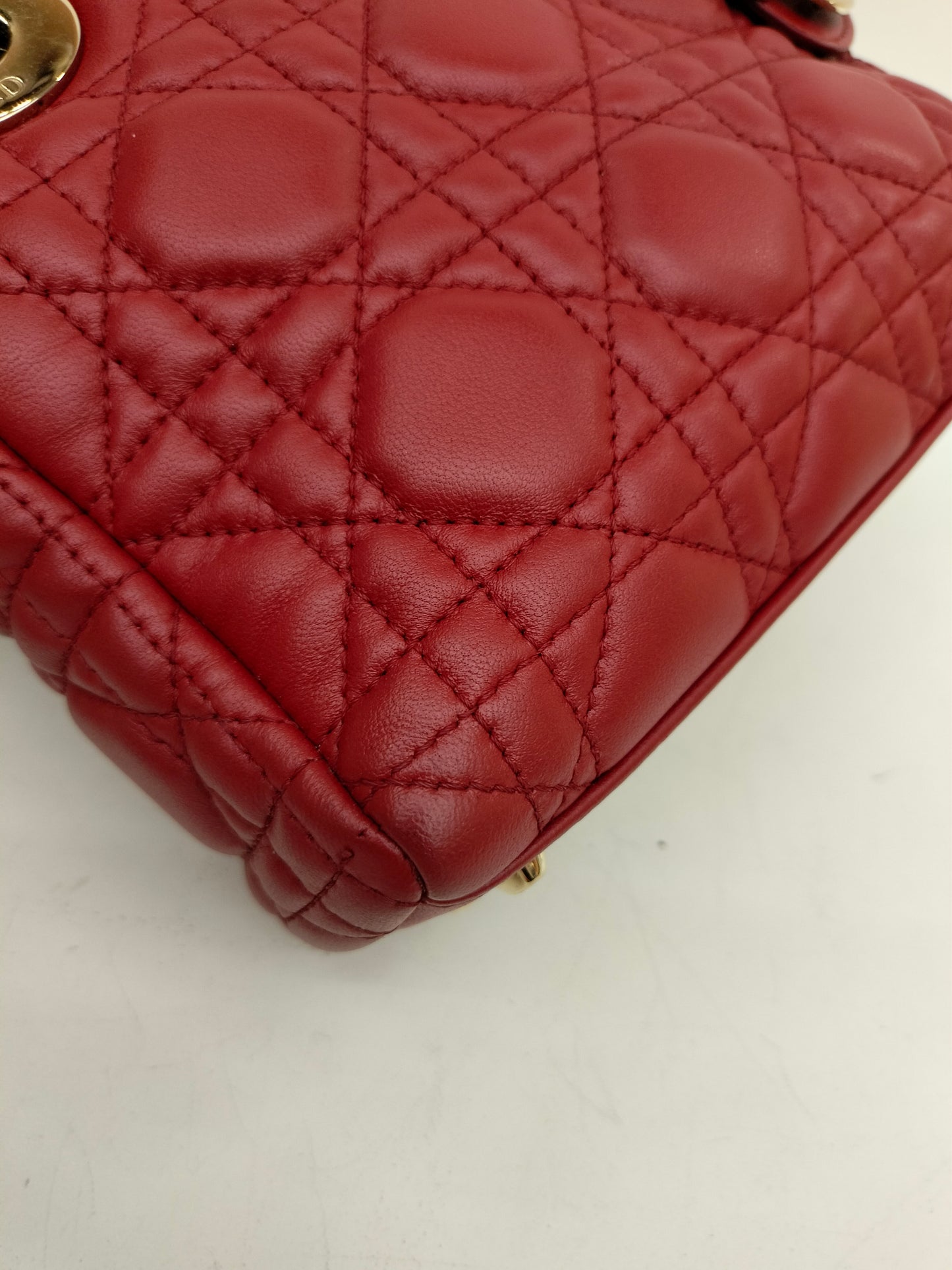 Lady Dior Mini Lamb Red GHW 2017