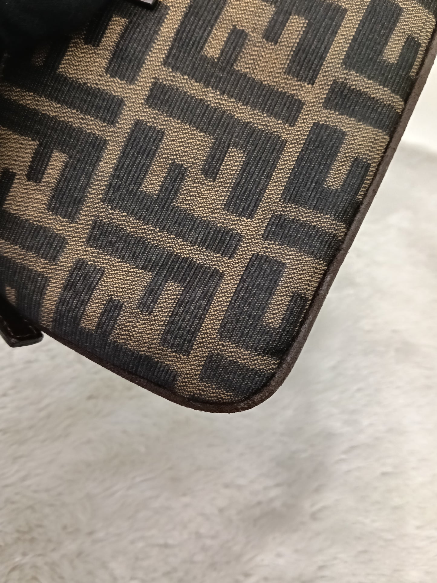Fendi Pochette Flap Tobacco Zucca Canvas Brown SHW