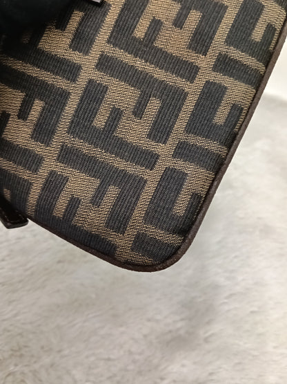 Fendi Pochette Flap Tobacco Zucca Canvas Brown SHW