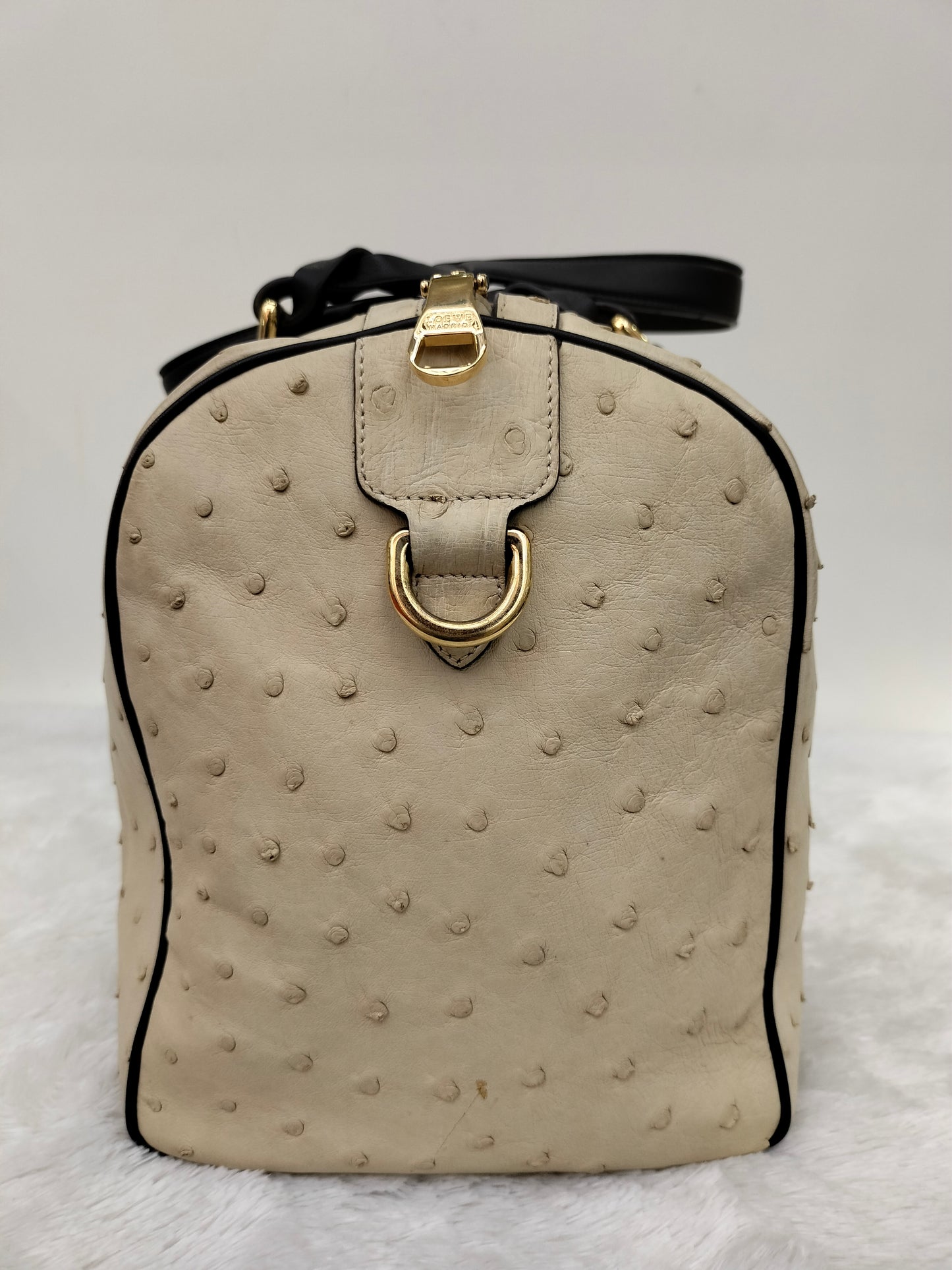 Loewe Fusta Ostrich Anagram Beige Brown GHW 2011