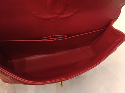 Chanel Medium Lamb Red GHW DF #22