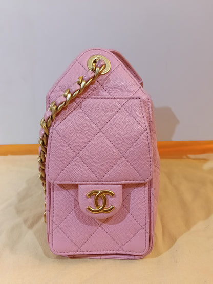 Chanel C25 Mini Caviar Pink Barbie GHW (CHIP)