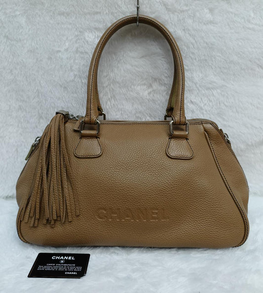 Chanel Lax Tassel Bag Pebbled Large Brown SHW #8