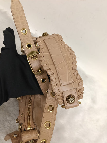 Balenciaga Le Cagole XS Croco Embossed Nude RGHW 2023