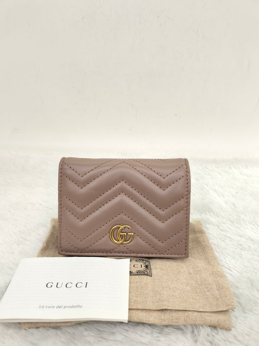 Gucci Card Case Wallet Marmont Dusty Pink GHW