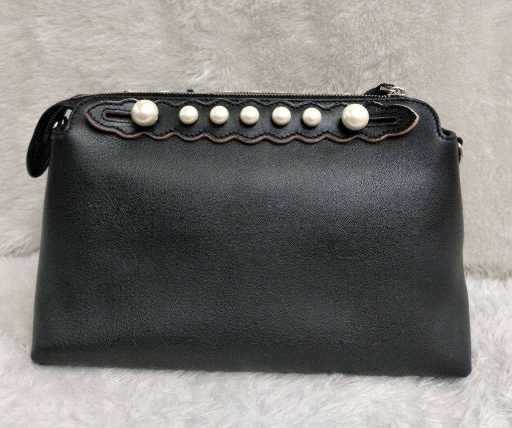 Fendi BTW Medium Black Scalloped Pearl SHW