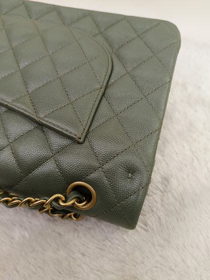 Chanel Medium Caviar Light Green GHW DF #25