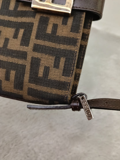 Fendi Pochette Flap Tobacco Zucca Canvas Brown SHW
