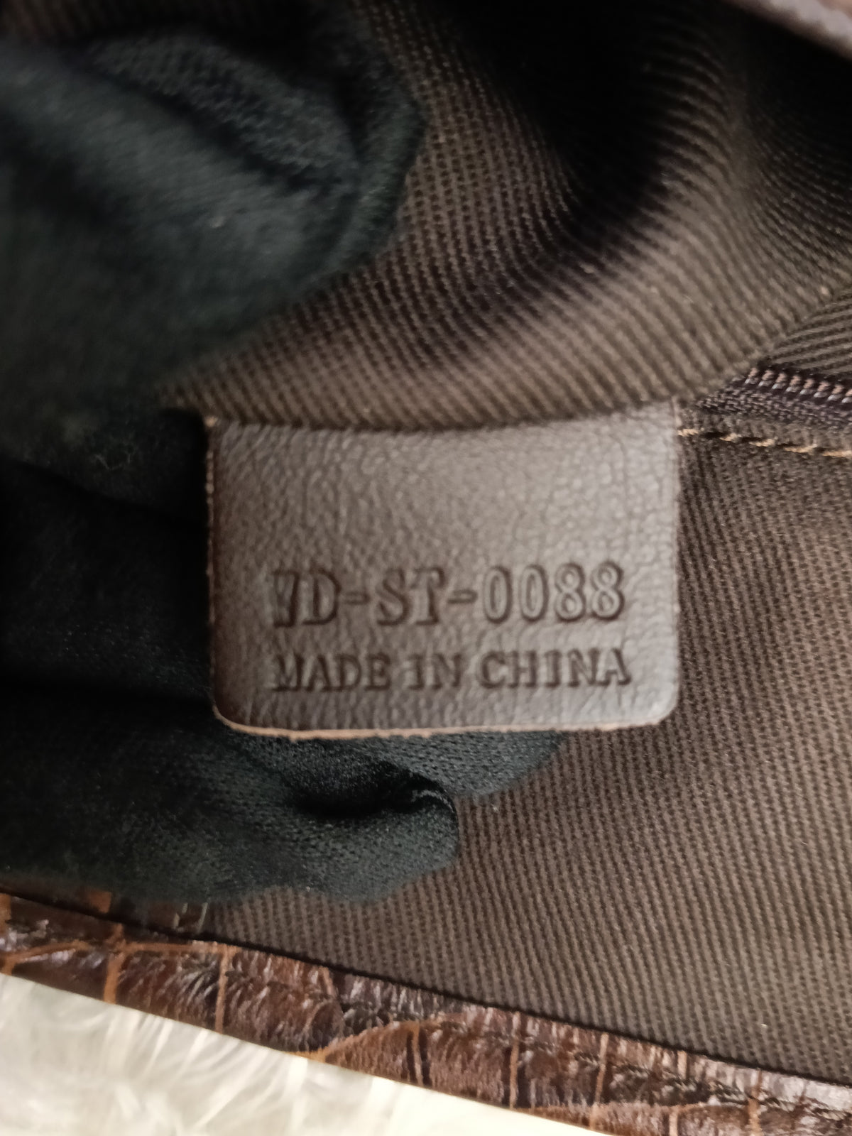 Celine Macadam Bittersweet Large Hobo Croco Embossed Chocolate SHW 2008