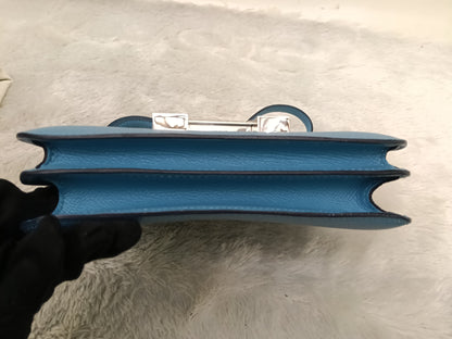 Hermes Constance 18 Epsom Bleu De Nord Rouge De Coeur Enamel PHW #Y