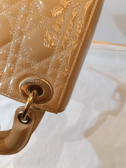 Lady Dior Mini Patent Nude GHW 2022