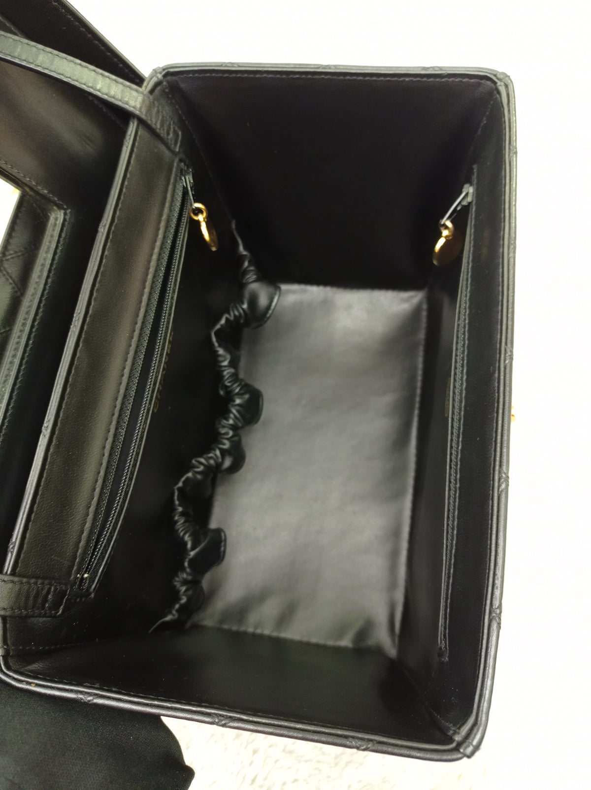 Chanel Vanity Case Box Large Lamb Black Vintage GHW #3