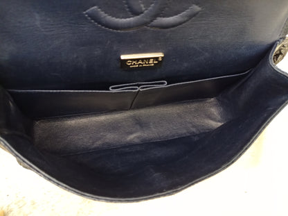 Chanel Medium Karung Snake Skin Navy SHW DF #14