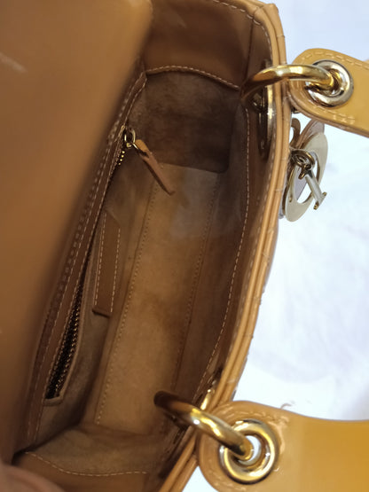 Lady Dior Mini Patent Nude GHW 2022