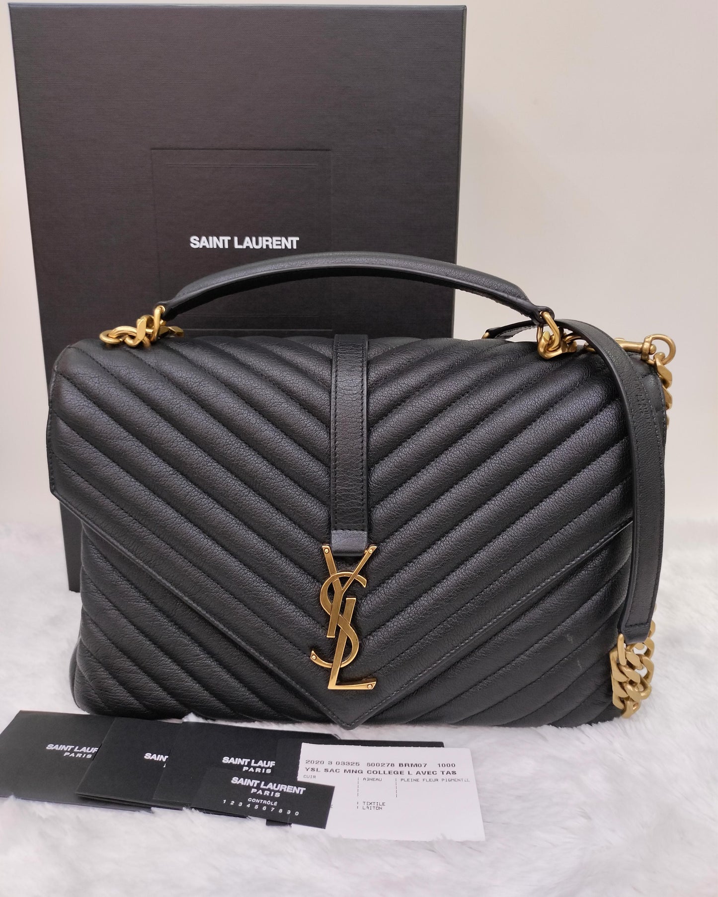 YsL College Large Chevron Black GHW 2020